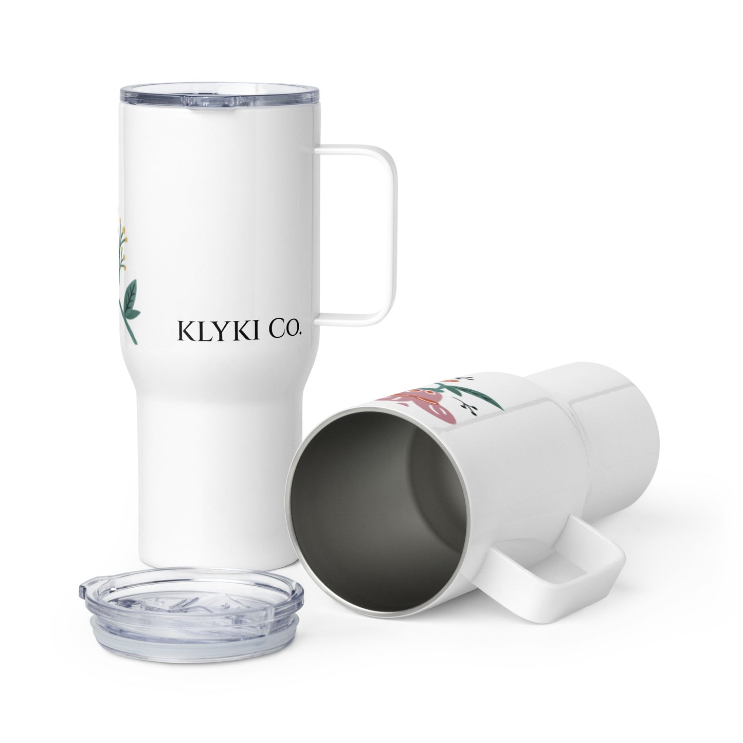 Floral Travel mug with a handle