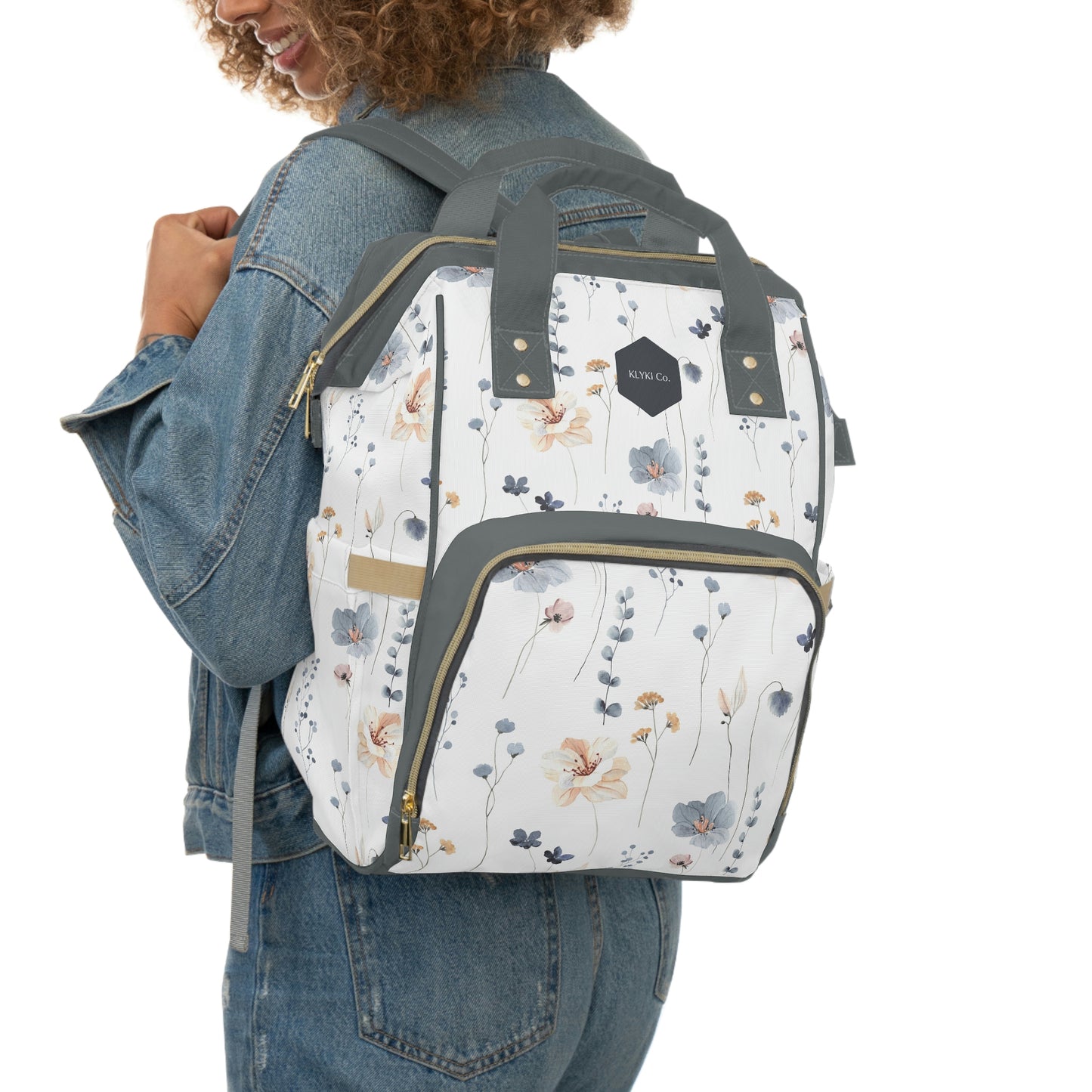 KLYKI Co. Floral Multifunctional Diaper Backpack