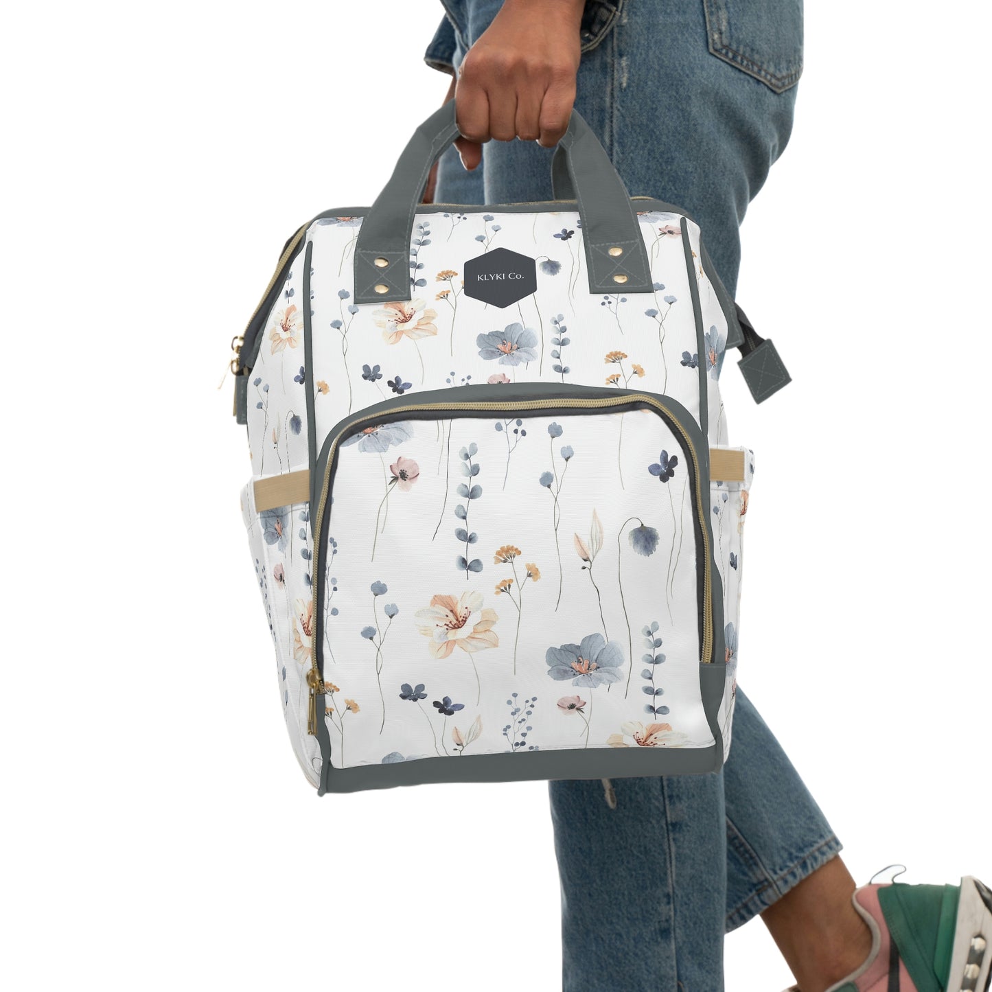 KLYKI Co. Floral Multifunctional Diaper Backpack