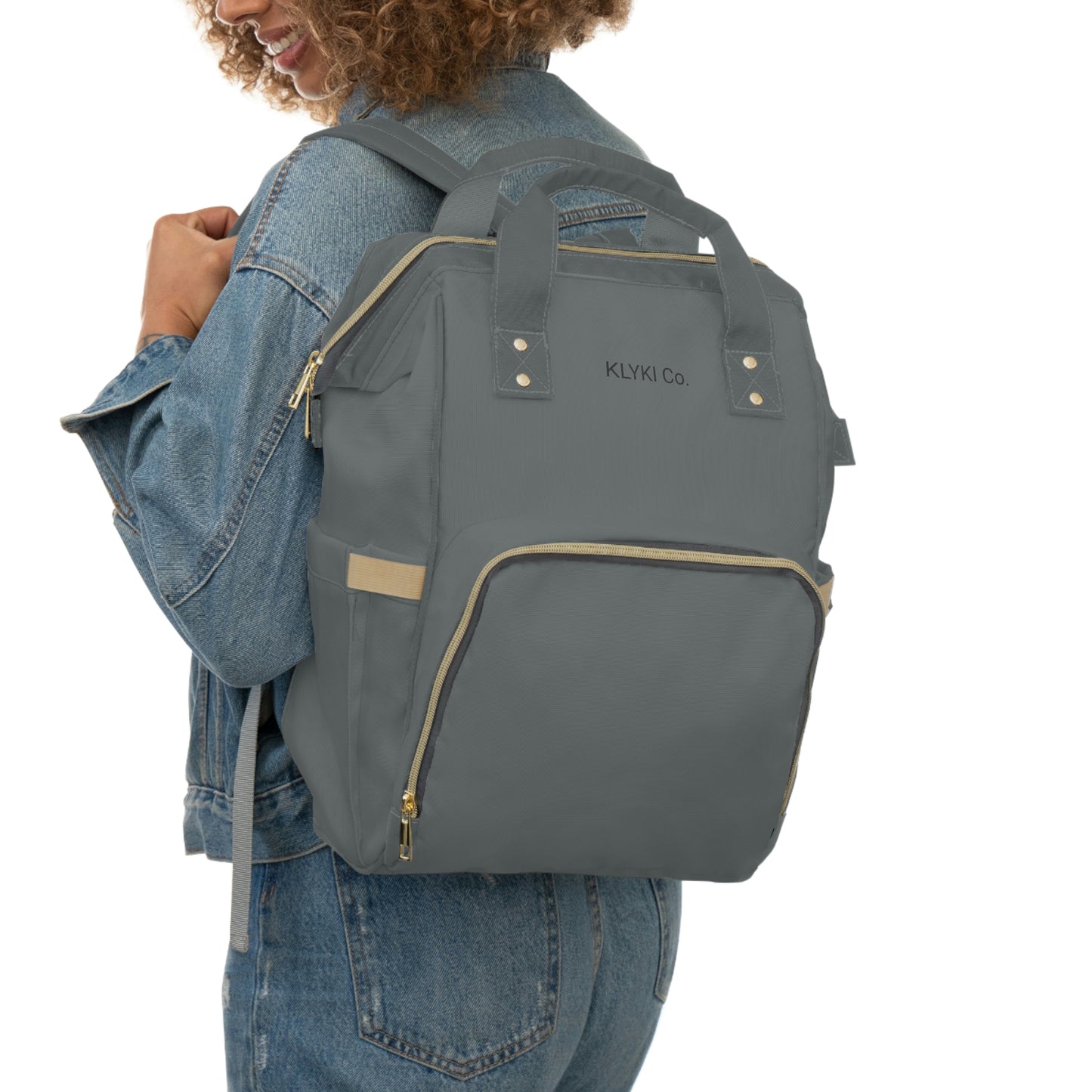 KLYKI Co. Grey Multifunctional Diaper Backpack