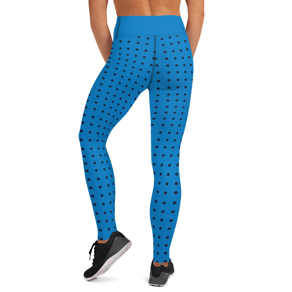 Blue Polka Yoga Leggings with Pocket