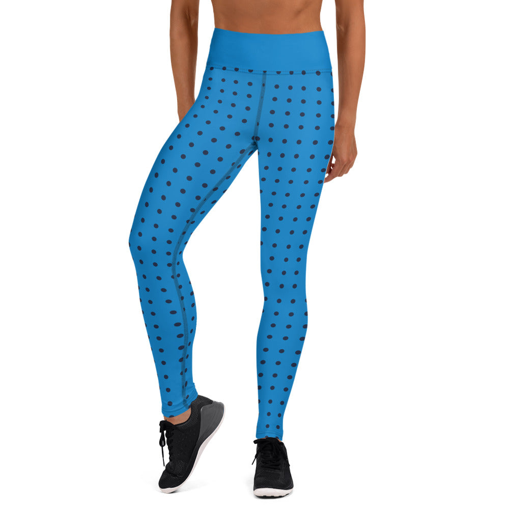 Blue Polka Yoga Leggings with Pocket