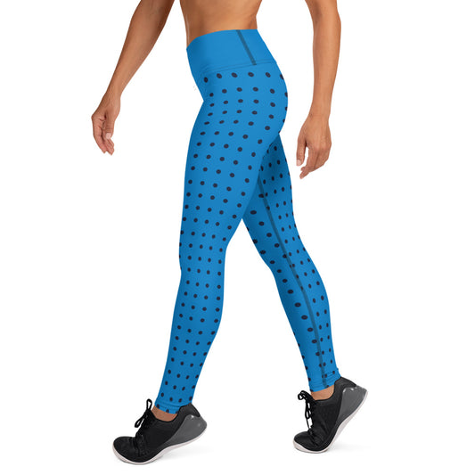 Blue Polka Yoga Leggings with Pocket