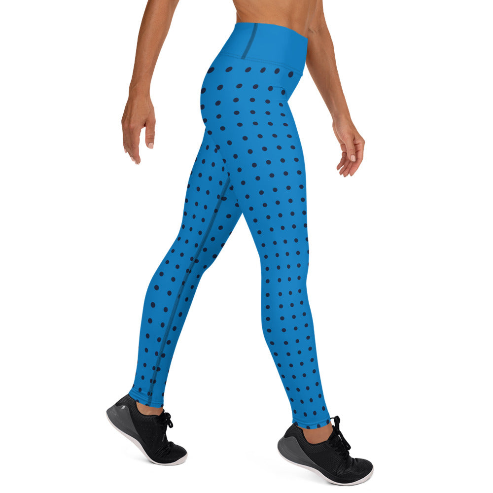 Blue Polka Yoga Leggings with Pocket