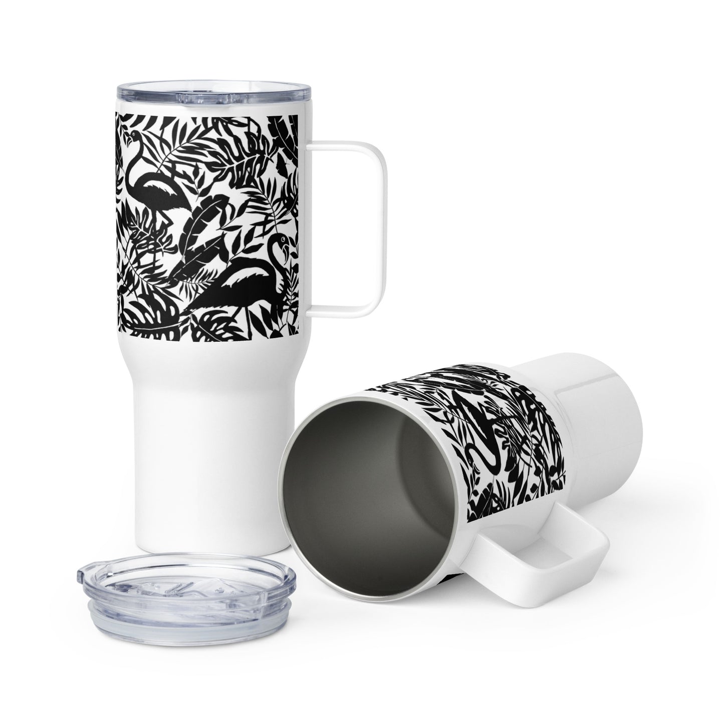 Flamingo Travel mug with a handle