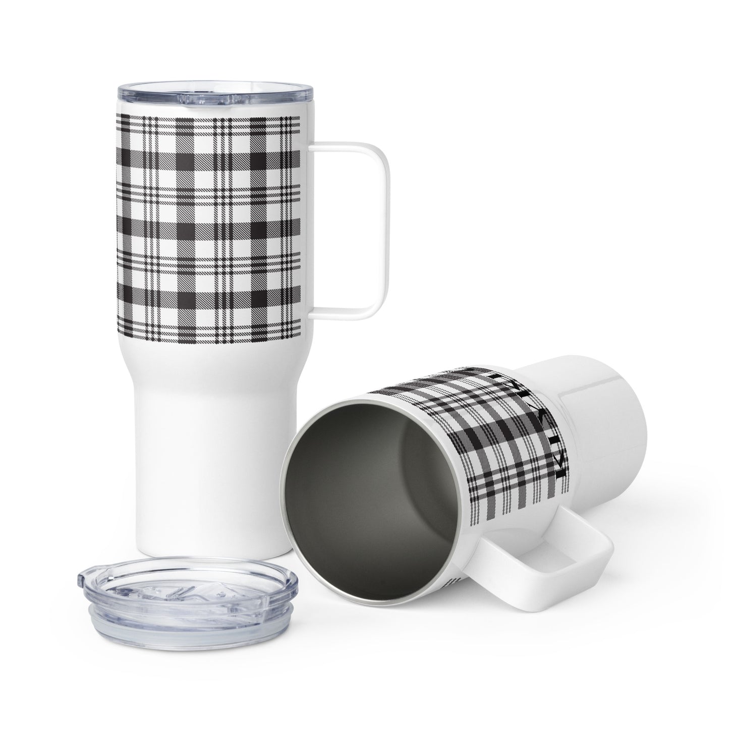 Checkered Travel mug with a handle