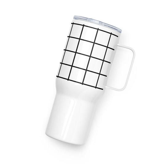 Grid Lines Travel mug with a handle